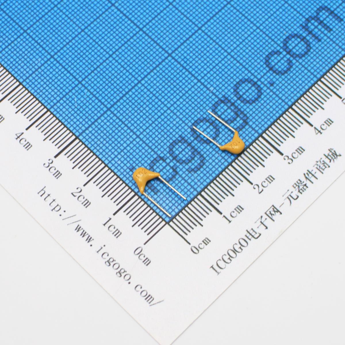 直插独石电容 50v 102K 0.001UF 1NF 1000PF 脚距P=5.08mm ±10%